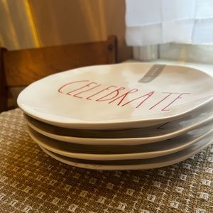 RAE DUNN CELEBRATE 8” plates 100% melamine by magenta artisan collection